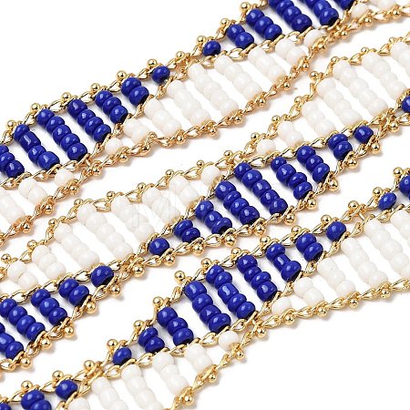 Handmade Glass Seed Beaded Chains CHC-K017-01G-01-1