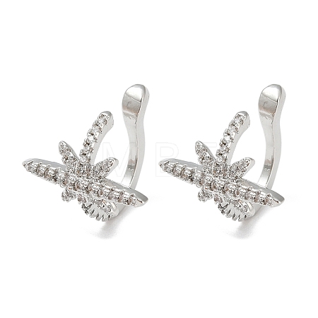 Rack Plating Brass Micro Pave Cubic Zirconia Cuff Earring EJEW-C086-13P-1