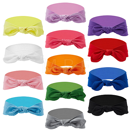 26Pcs 13 Colors Polyester Bowknot Elastic Headbands OHAR-GO0001-17-1