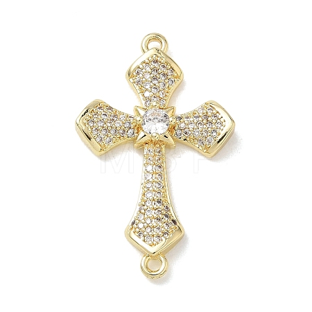 Easter Religion Brass Micro Pave Cubic Zirconia Connector Charms KK-T085-18G-G-1