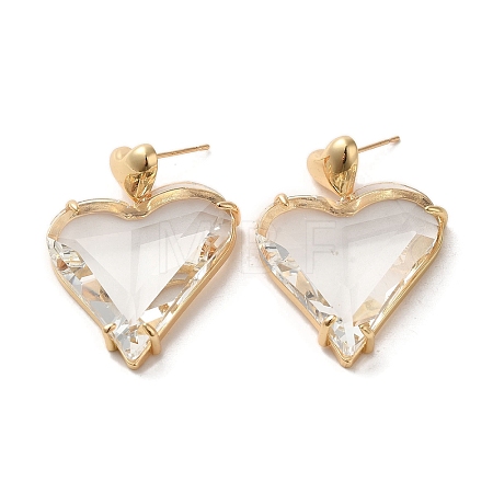 Brass Dangle Stud Earrings EJEW-C073-10KCG-1
