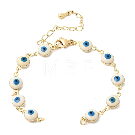 Brass Acrylic Blue Evil Eye Link Chain Bracelet Making MAK-K024-20G-1