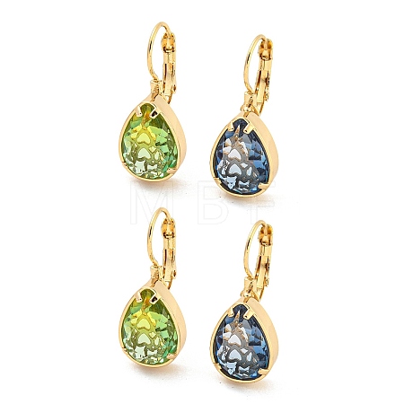 Glass Leverback Earrings EJEW-P269-07KCG-1