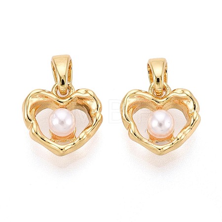 Brass & Imitation Pearl Pendants KK-T080-64G-1
