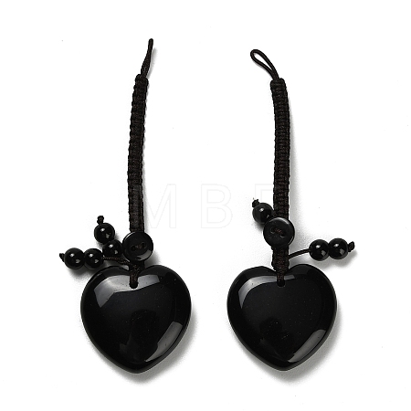Heart Natural Obsidian Pendant Decorations G-K353-07C-1