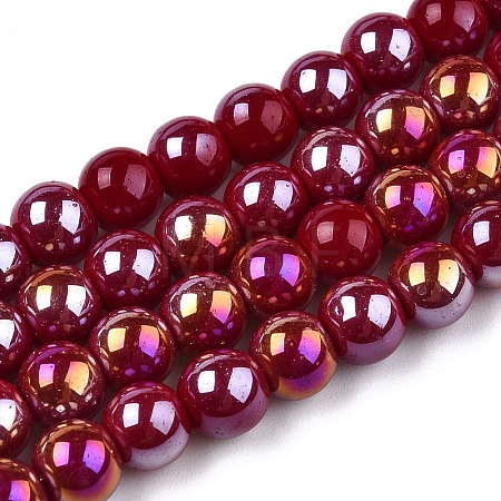 Electroplate Opaque Glass Beads Strands X-GLAA-T032-P6mm-AB05-1