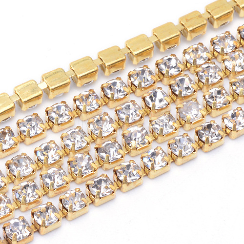 Brass Rhinestone Strass Chains CHC-T003-SS8-01C-1