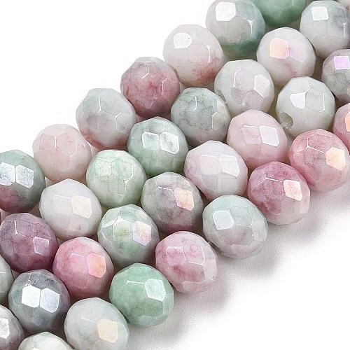 Faceted Electroplated Glass Beads Strands GLAA-C023-02-A05-1