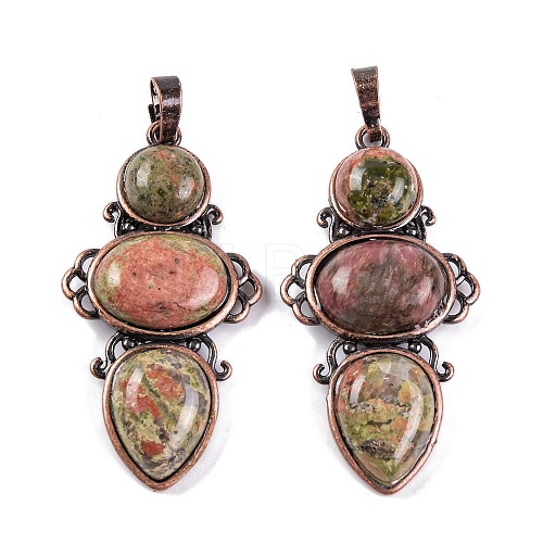 Natural Unakite Pendants G-Q158-04-05-1