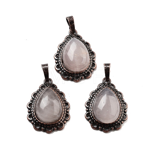 Natural Rose QuartzTeardrop Pendants G-K363-01R-17-1