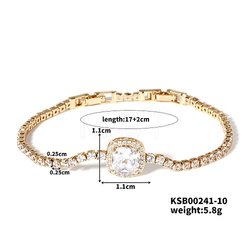 Elegant and Versatile Square Brass Cubic Zirconia Bracelets for European and American Fashion FS6985-4-1