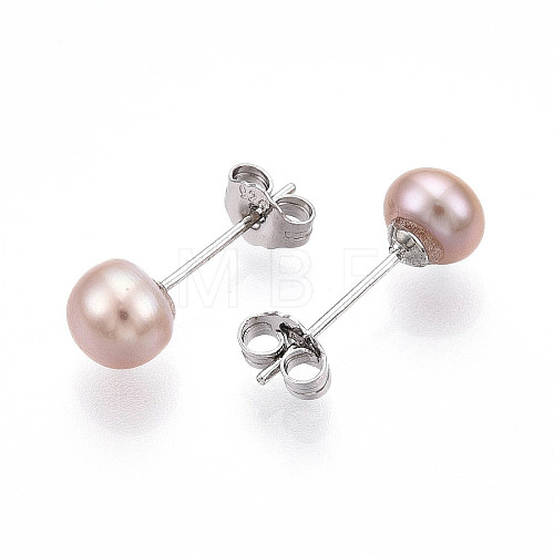 Pearl Ball Stud Earrings EJEW-Q701-01A-02-1