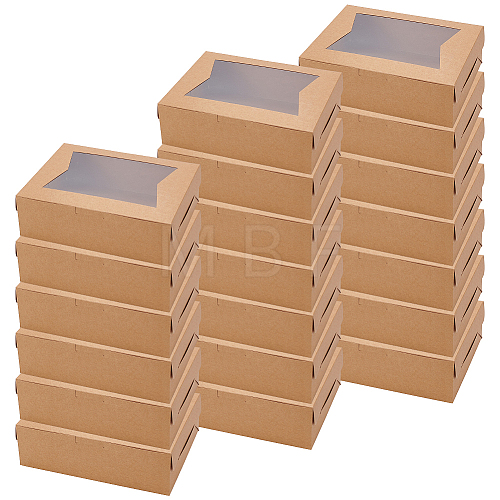 Rectangle Kraft Paper Storage Gift Boxes with Clear Visible Window CON-WH0095-89-1