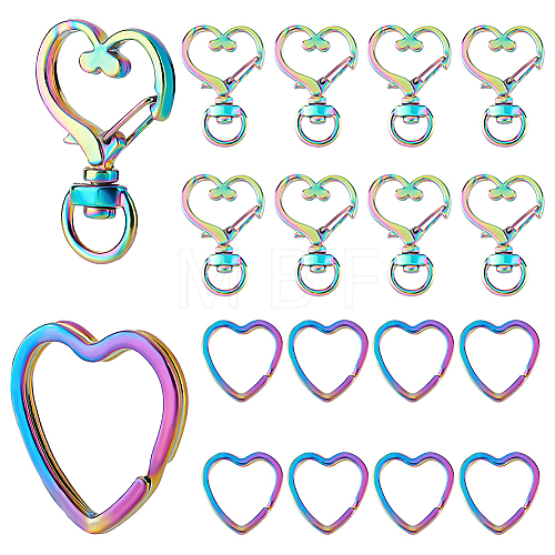   10Pcs Rainbow Color Plated Iron Split Key Rings KEYC-PH0001-75B-1