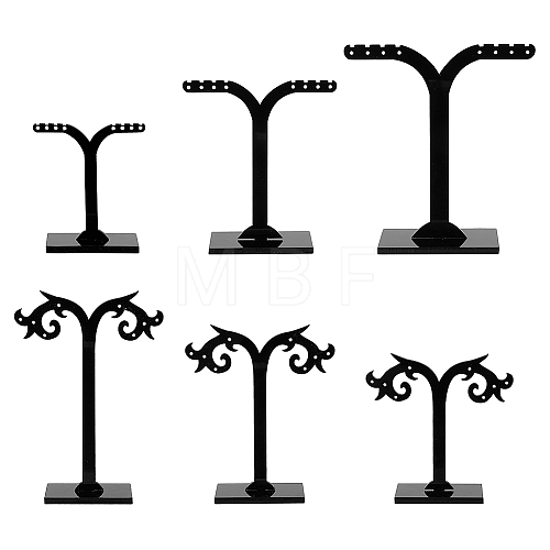 4 Sets 2 Styles T-Bar Acrylic Black Earring Display Stand Sets EDIS-HY0001-07-1