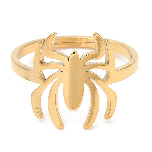 Ion Plating(IP) 304 Stainless Steel Spider Adjustable Ring for Women RJEW-M149-06G-1