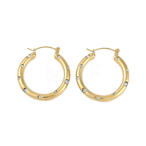 Ion Plating(IP) 304 Stainless Steel Hoop Earrings for Women EJEW-K281-34G-02-1