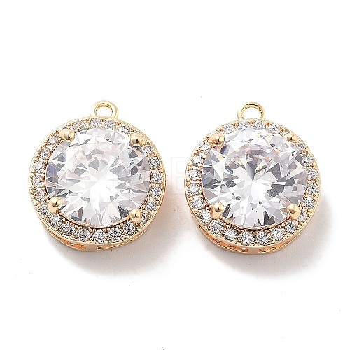 Brass Micro Pave Cubic Zirconia Pendants KK-M102-40G-1