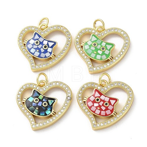 Valentine's Day Brass Micro Pave Clear Cubic Zirconia Pendants KK-C045-16G-1