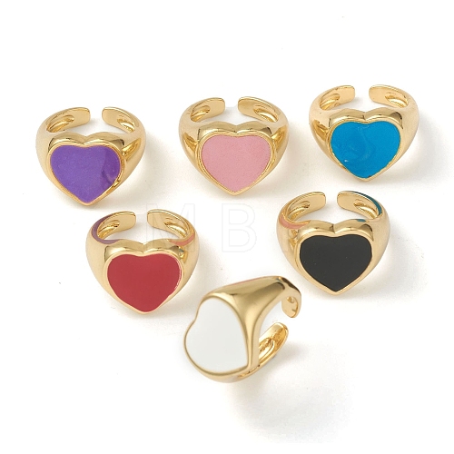 Brass Enamel Cuff Rings RJEW-H546-04-1