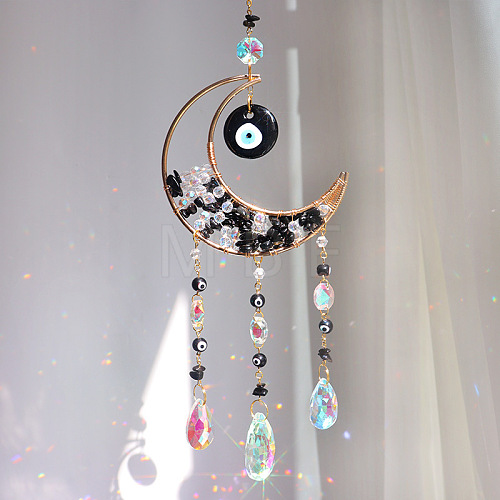 Moon and Evil Eyes Glass Suncatchers PW-WG9AA1F-05-1