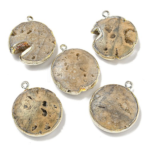 Electroplated Natural Druzy Agate Pendants G-A229-01A-1