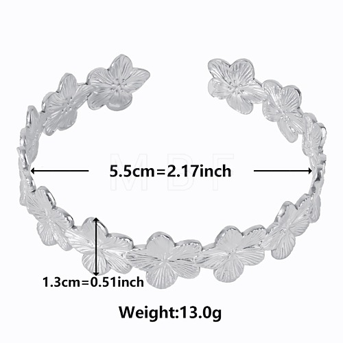 Non-Tarnish Elegant and Stylish Design Flower 304 Stainless Steel Cuff Bangles for Women PM0855-1-1