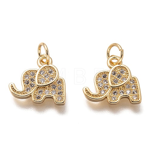 Brass Micro Pave Clear Cubic Zirconia Charms ZIRC-C020-35G-1