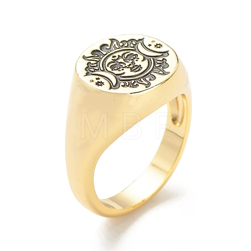 Brass Signet Ring for Women RJEW-E058-01G-08-1