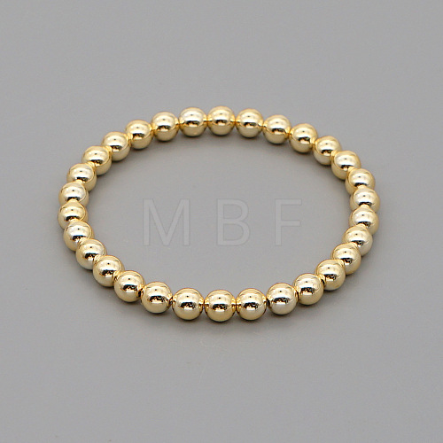 Classic Golden Tone Round Brass Beaded Stretch Bracelets for Women Men IN4084-3-1