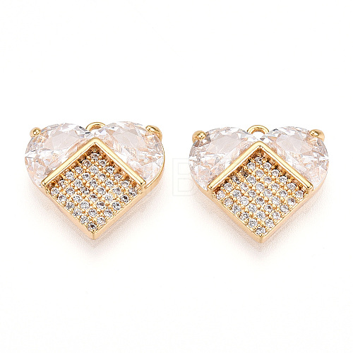 Brass Pave Clear Cubic Zirconia Charms KK-N254-168G-1