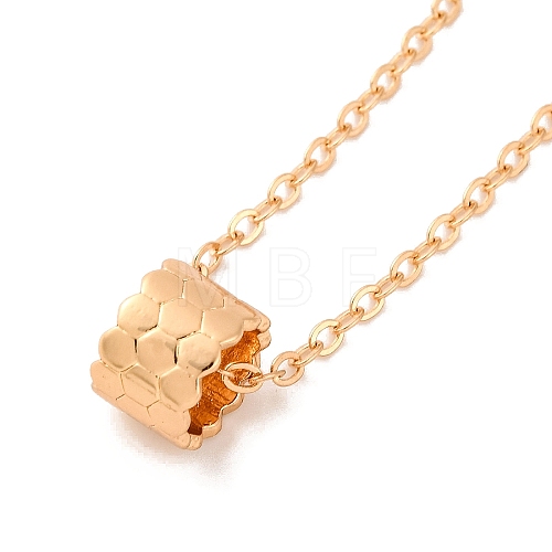 Brass Cable Chain Honeycomb Column Link Necklaces for Women NJEW-U006-01KCG-1