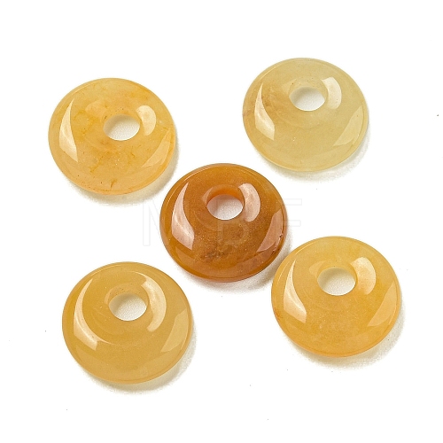 Natural Topaz Jade Donut/Pi Disc Charms G-G142-02C-1