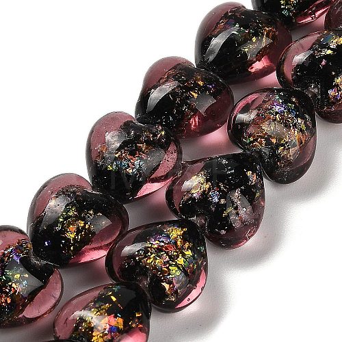 Handmade Dichroic Foil Glass Beads Strands DICH-U001-03D-1