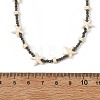 Ocean Faceted Round Natural Gold Pyrite & Synthetic Turquoise Starfish Beaded Necklaces NJEW-JN06308-3