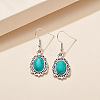 Bohemian Style Oval Synthetic Turquoise Pendant Necklace & Dangle Earrings & Link Bracelets FS-WGA6DB3-01-3