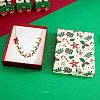 Alloy Colorful Rhinestone Deer Sleigh Link Chain Necklaces with Red Enamel FS-WGDB6E9-01-4