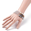 Natural Mixed Stone Round Beaded Bracelets Set with Curb Chain for Men Women BJEW-TA00048-3