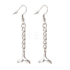 Curb Chains with Brass Charm Long Dangle Earrings EJEW-JE04963-03-1