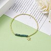 Natural Malaysia Jade(Dyed) Round Beaded Stretch Bracelet with 304 Stainless Steel Star Charms BJEW-JB08059-04-2