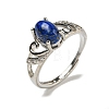 Oval Natural Lapis Lazuli Adjustable Rings RJEW-Q818-01P-05B-2