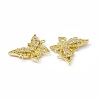 Brass Pave Clear Cubic Zirconia Connector Charms KK-E068-VC087-3