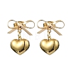 Brass Bowknot with 304 Stainless Steel Heart Dangle Stud Dangle Earrings EJEW-TA00328-1