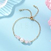 Natural Rose Quartz Beads Link Bracelets BJEW-JB13087-01-1