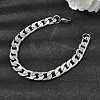 201 Stainless Steel Cuban Link Chains Bracelets for Women Men STAS-T077-19A-03P-1