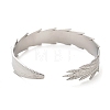 304 Stainless Steel Feather Cuff Bangles BJEW-G694-03P-3