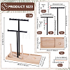 Double Black T Bar Iron Ring Organizer Holder with Wooden Trays ODIS-WH0086-230-2
