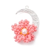 Glass Seed Beaded Moon & Flower Pendants PALLOY-MZ01185-03-1