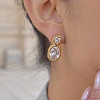 304 Stainless Steel & Clear Cubic Zirconia Dangle Stud Earrings EJEW-G468-03G-03-1