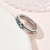 304 Stainless Steel Rhinestone Rotating Finger Rings RB-CBACDE8-02P-3